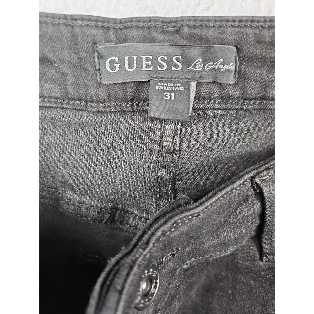 Guess Denim Shorts Pink Floral Embroidery Women's Size 31 Black High Rise Cuffed - Picture 5 of 8
